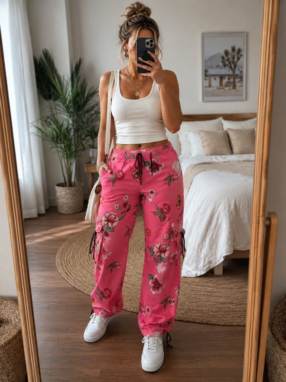 NWT Tommy Hilfiger Floral Cargo Pants Pink Size 8